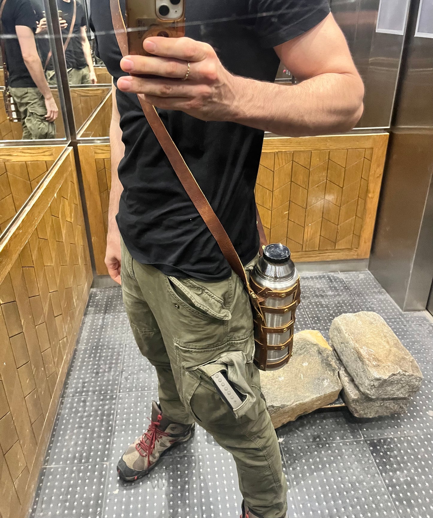 Leather wrapped water bottle