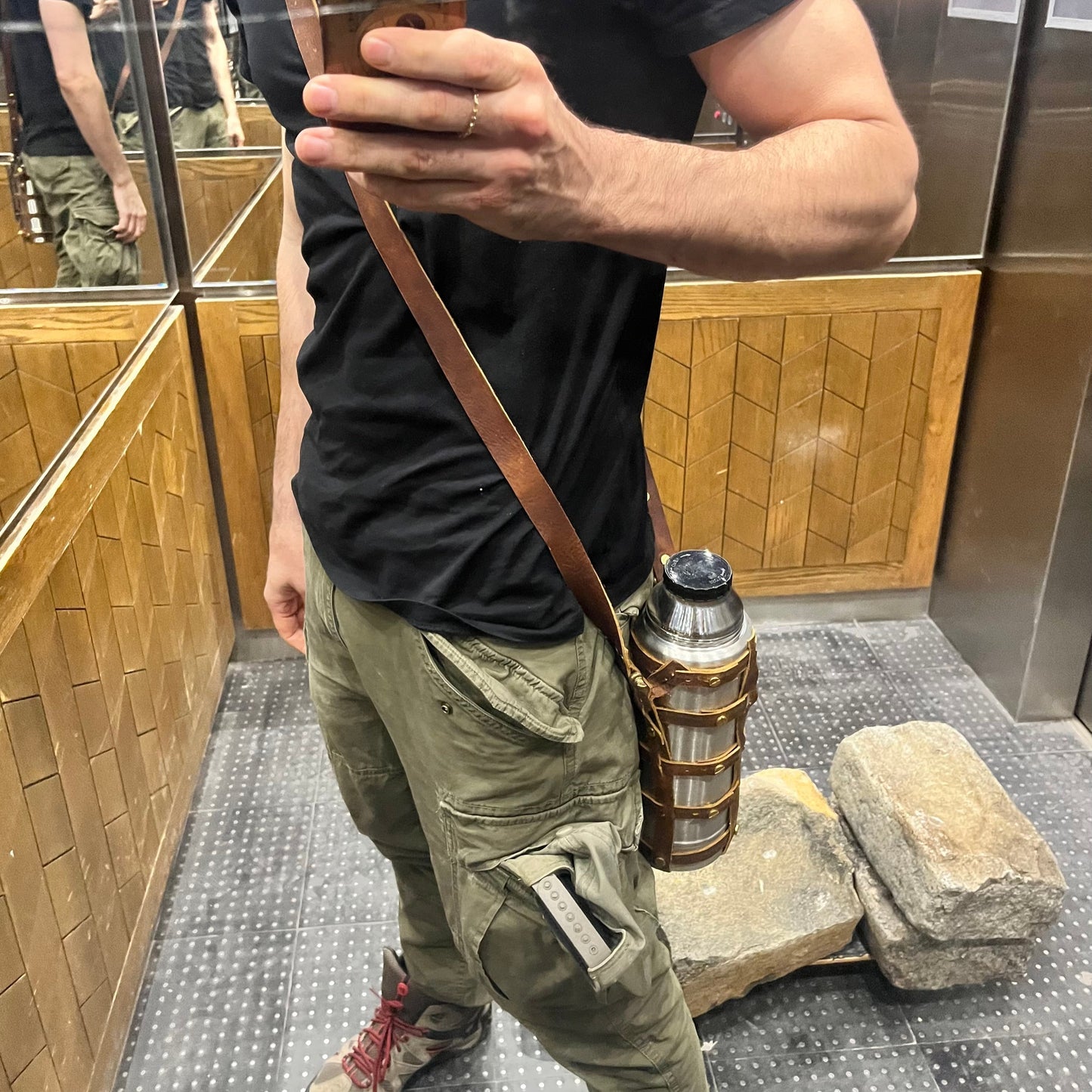 Water container - leather wrapped