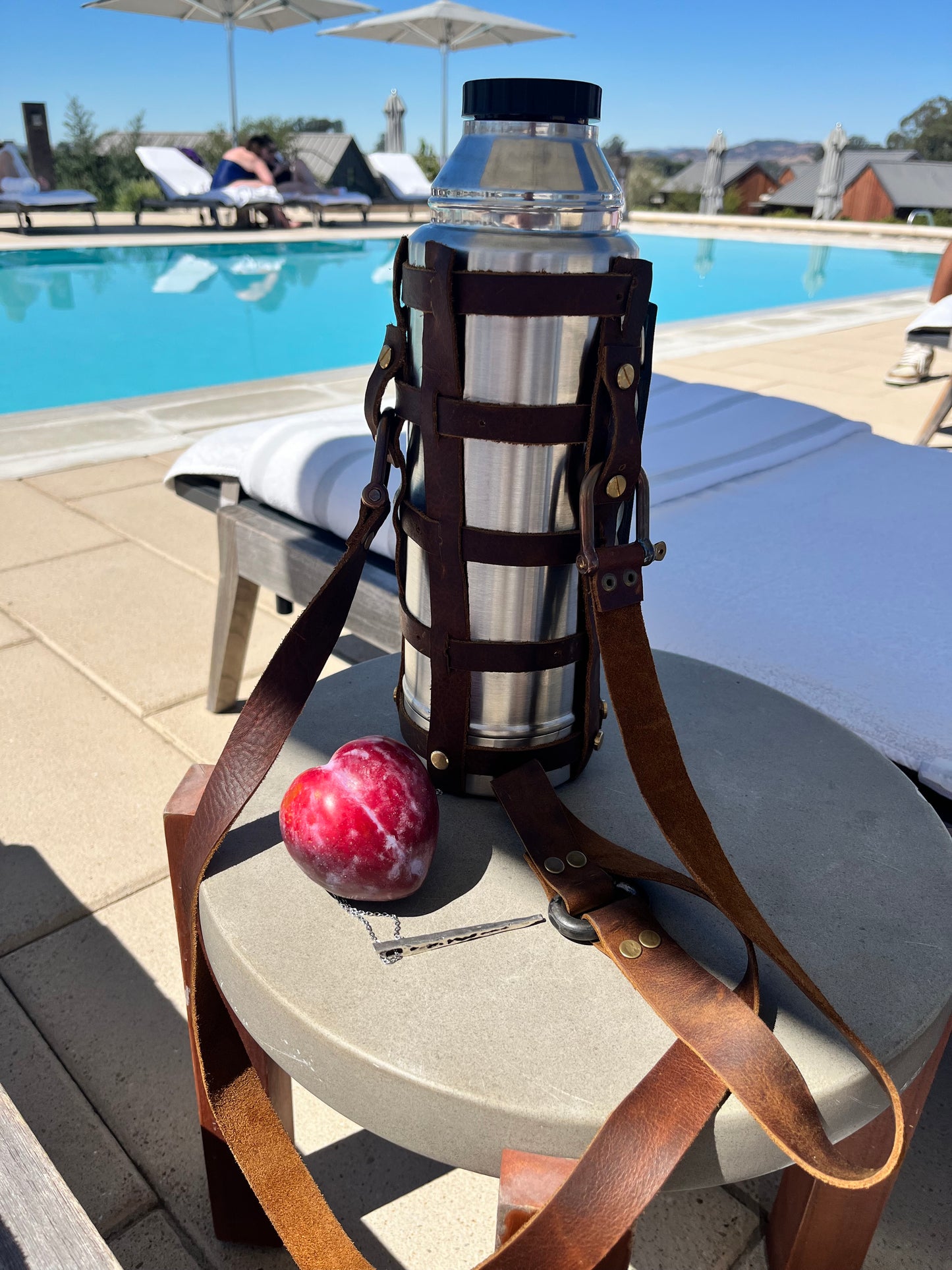 Leather wrapped water bottle