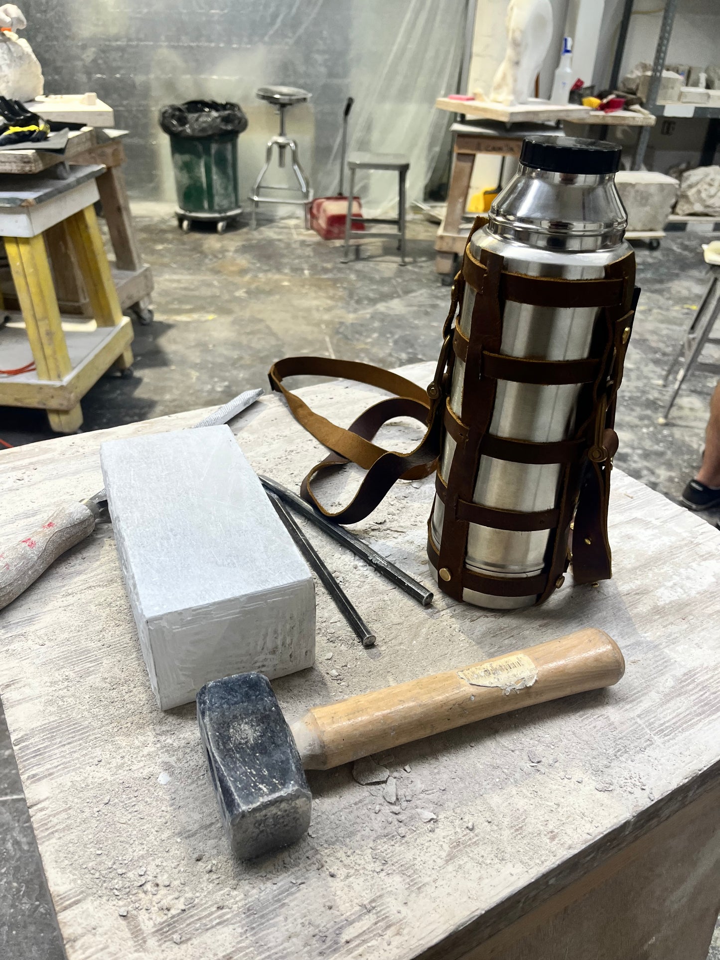 Leather wrapped water bottle