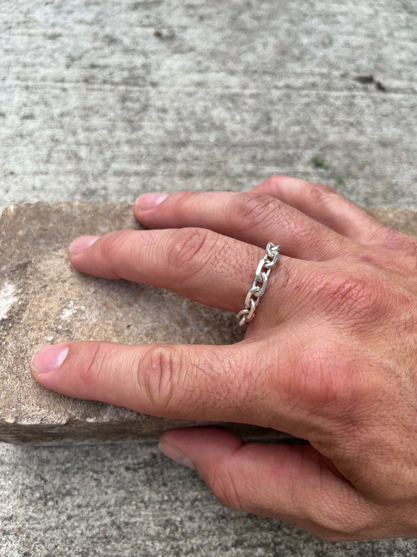 DE-CR - Sterling Silver Chunky Chain Ring