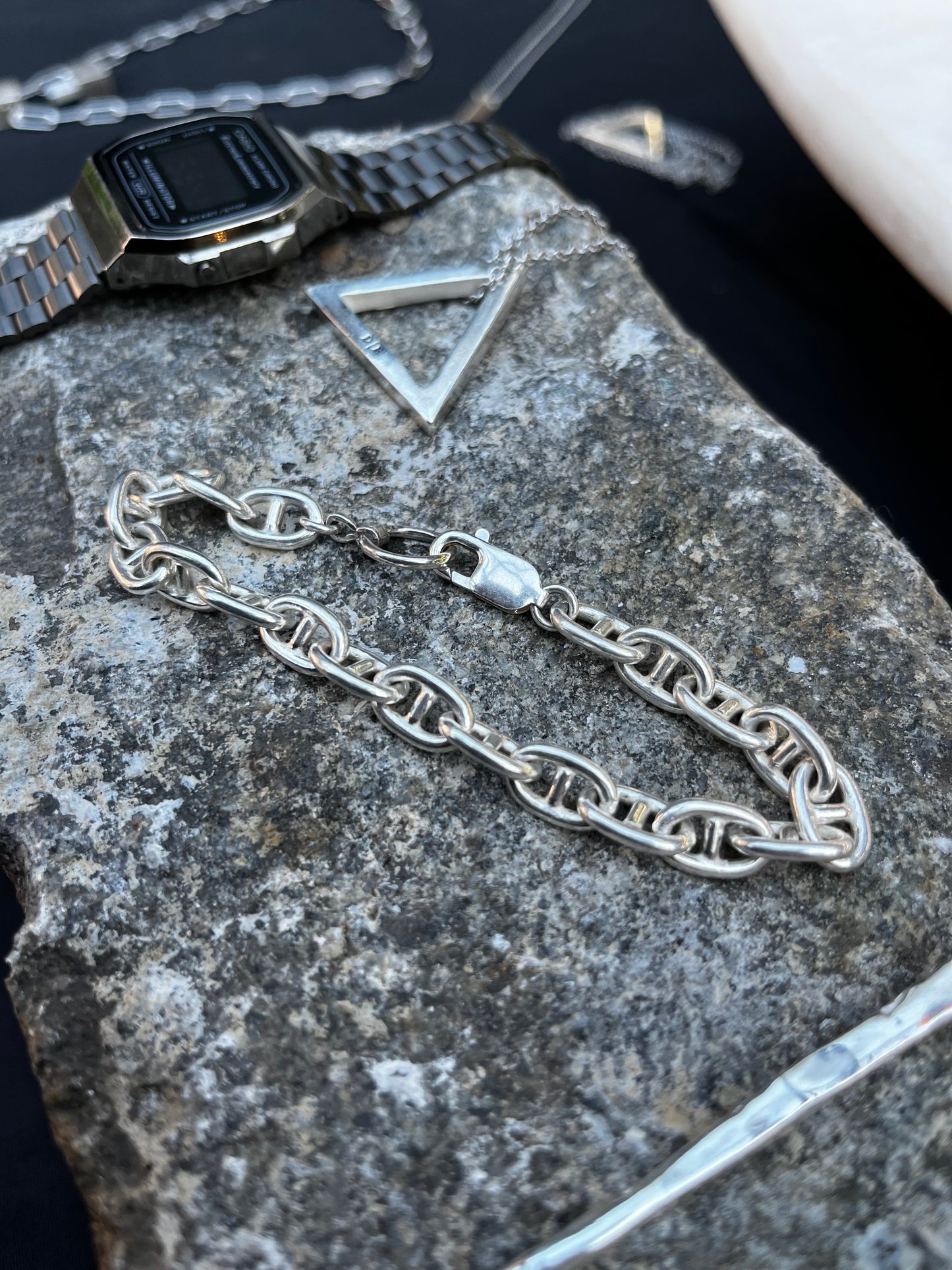 DE-B5 - Sterling silver anchor chain bracelet