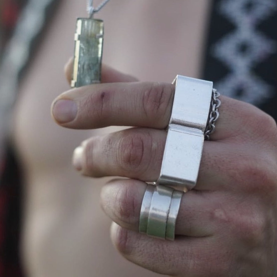 DE-R2 - Double finger ring - Sterling Silver
