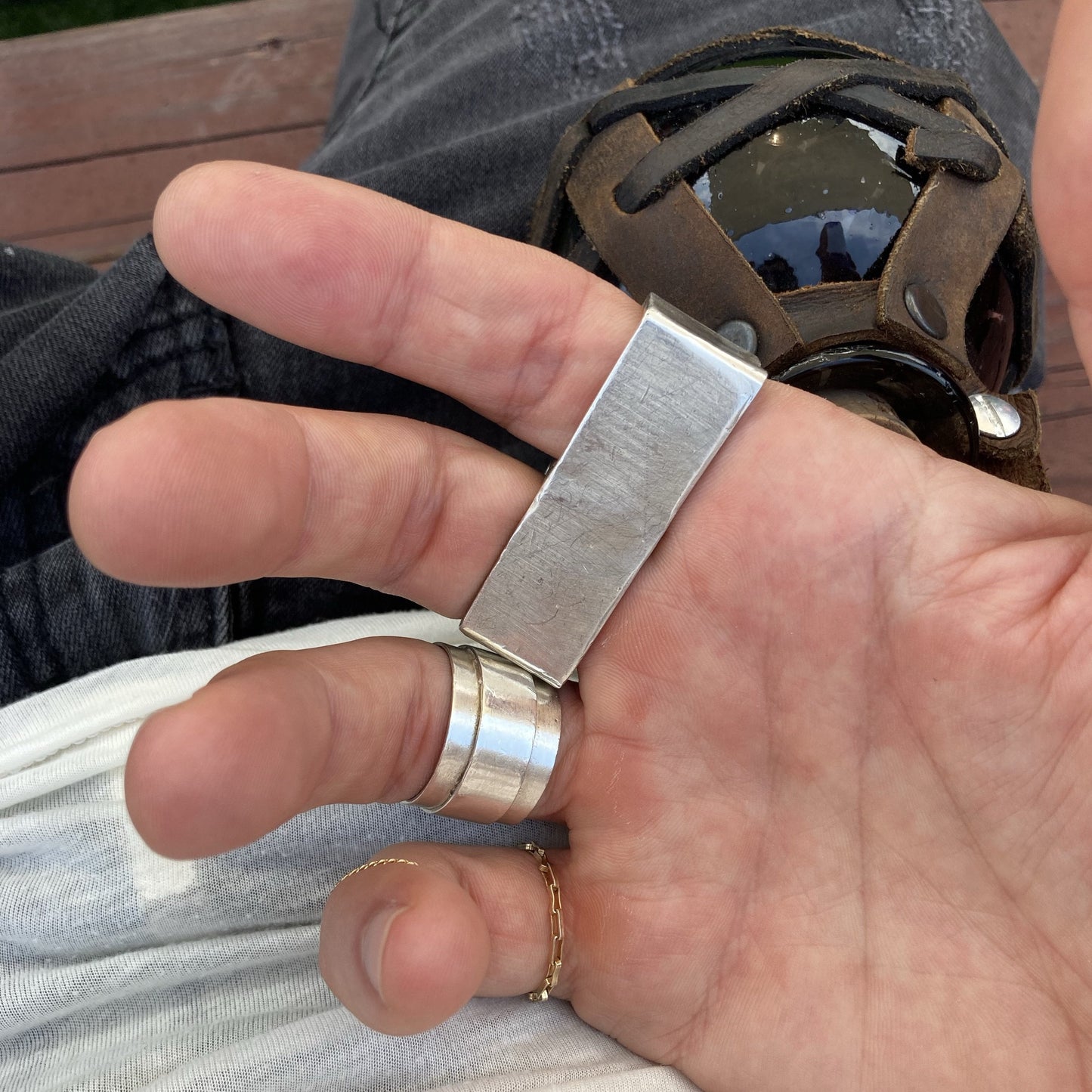 DE-R2 - Double finger ring - Sterling Silver
