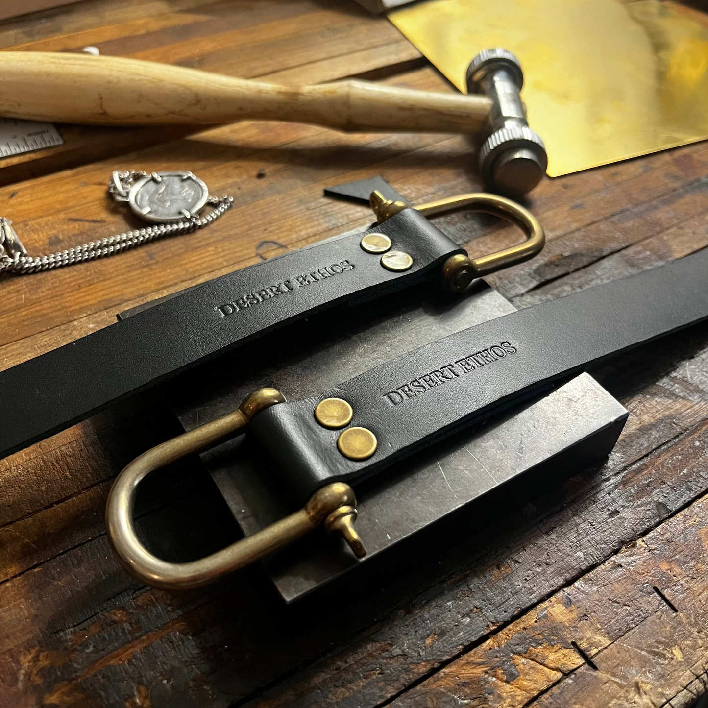 Cross body strap - leather and brass